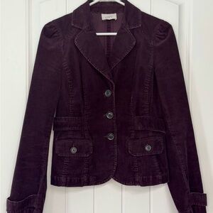 LOFT Corduroy Blazer in Deep Plum Dark Academia Whimsigoth Dark Fairy Grunge VTG